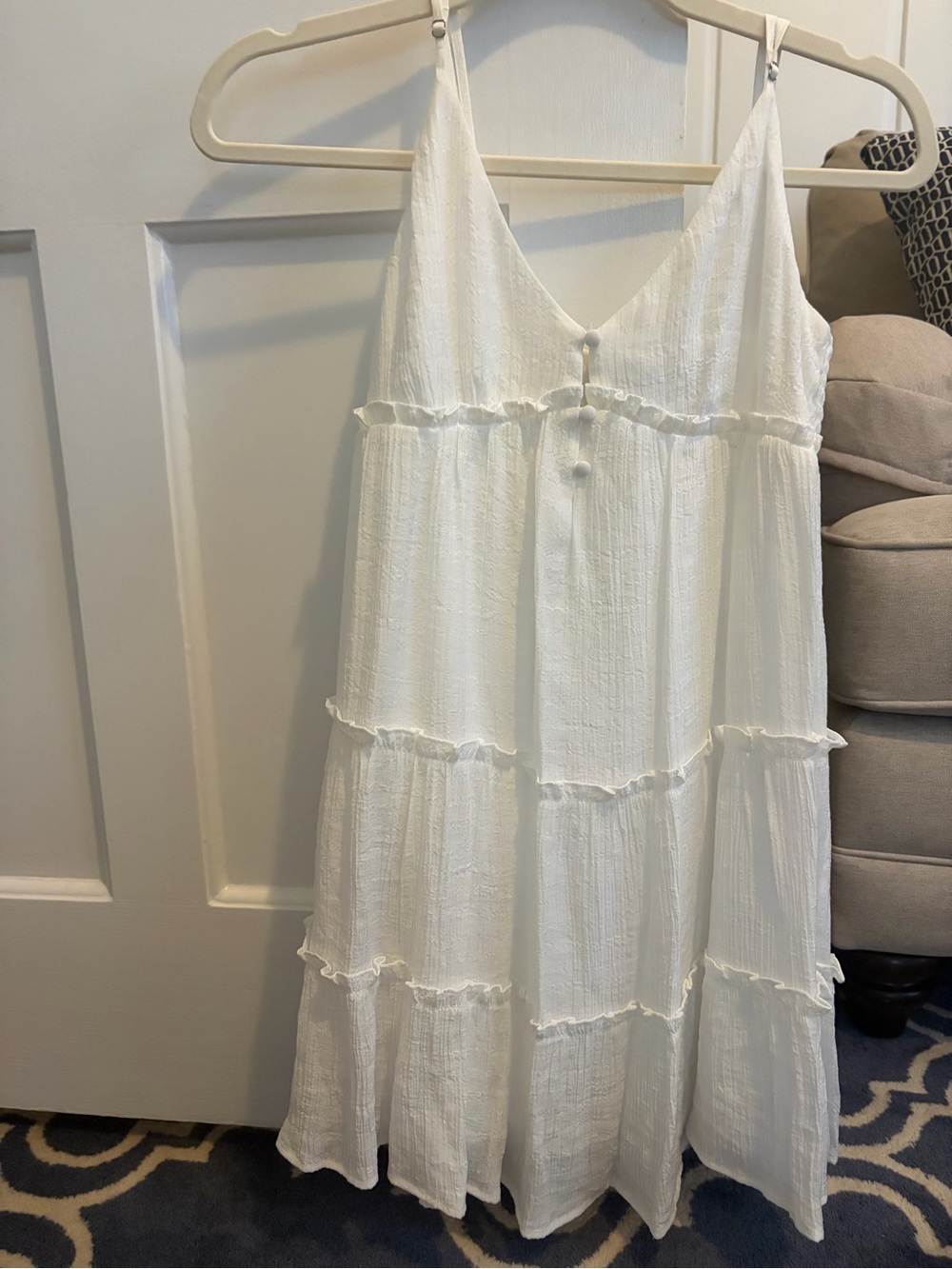 Pacsun White Tiered Spaghetti-Strap Mini Dress